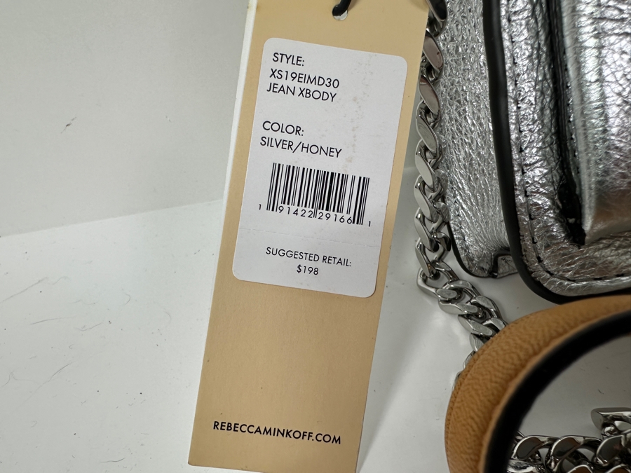 Just Added - New Rebecca Minkoff Jean Crossbody Silver/Honey Handbag Retails $198 [Photo 4]