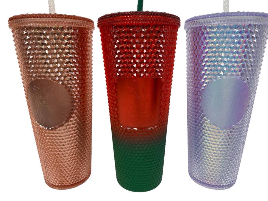 Just Added - (3) New Starbucks Coffee Studded Tumblers Including Center Tumbler Which Is Mickey Mouse Disneyland Resort Branded [Photo 1]