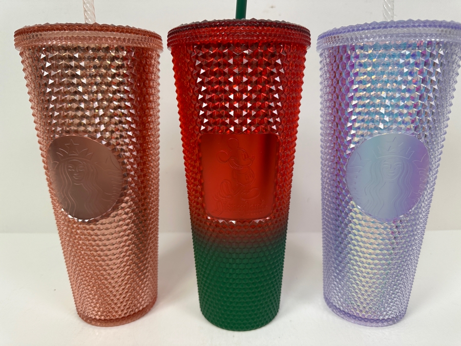 Just Added - (3) New Starbucks Coffee Studded Tumblers Including Center Tumbler Which Is Mickey Mouse Disneyland Resort Branded [Photo 3]