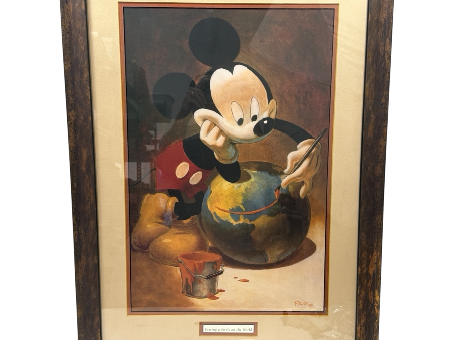 Just Added - Paul Felix Mickey Mouse's 80th Anniversary In 2008 'Putting A Smile On The World' Print Framed 24 X 33.5
