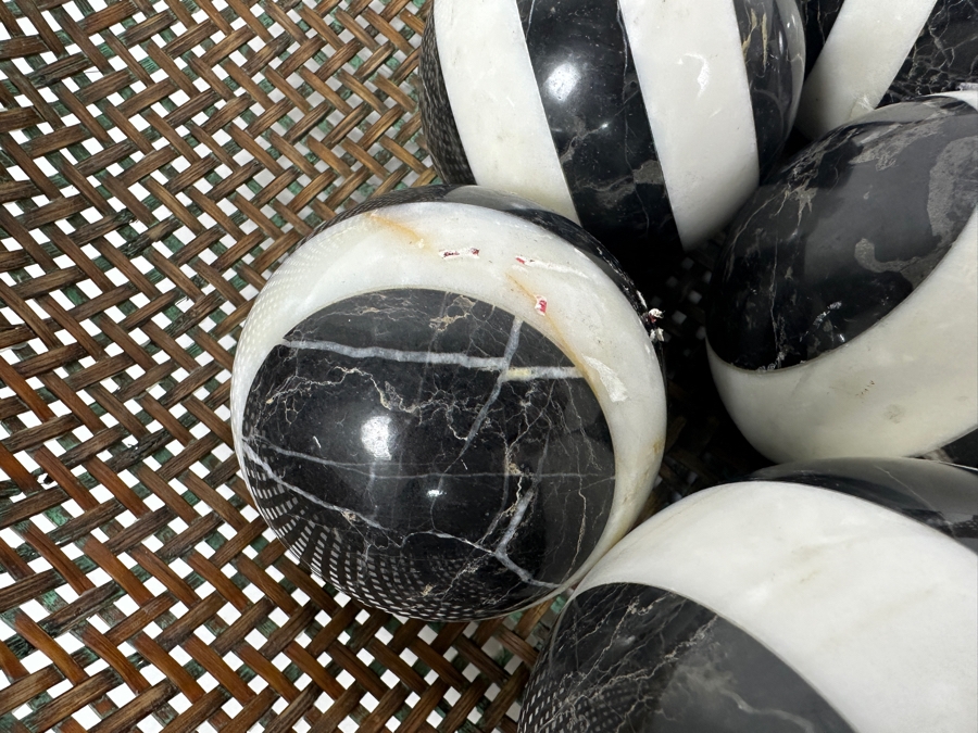 Just Added - Large Woven 17'W Basket Filled With (10) Stone Spheres Balls [Photo 6]