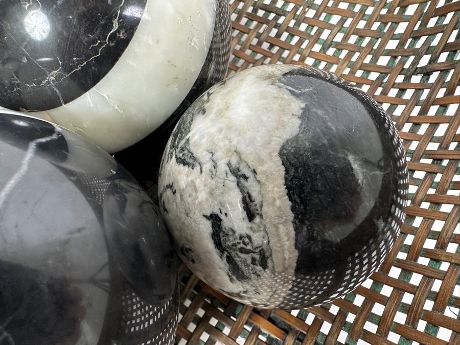 Just Added - Large Woven 17'W Basket Filled With (10) Stone Spheres Balls [Photo 8]