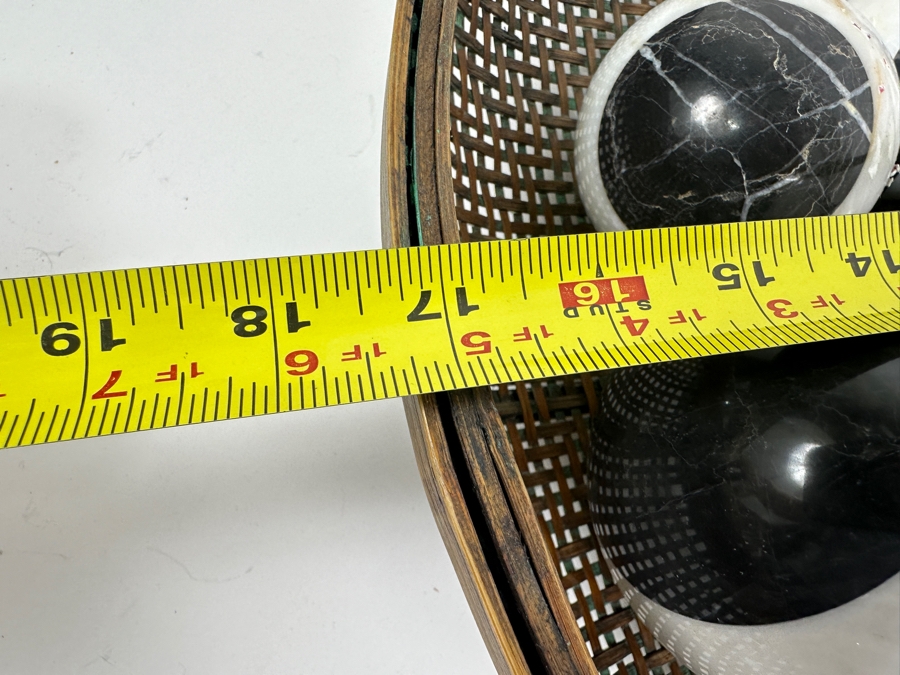 Just Added - Large Woven 17'W Basket Filled With (10) Stone Spheres Balls [Photo 11]