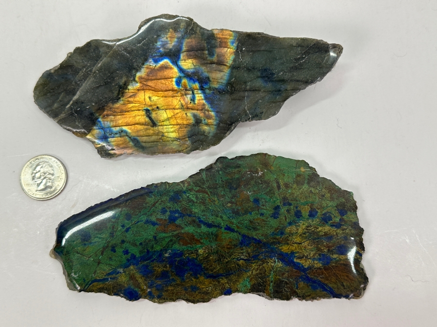 Just Added - Malachite & Azurite Slice And Labradorite Slice [Photo 2]