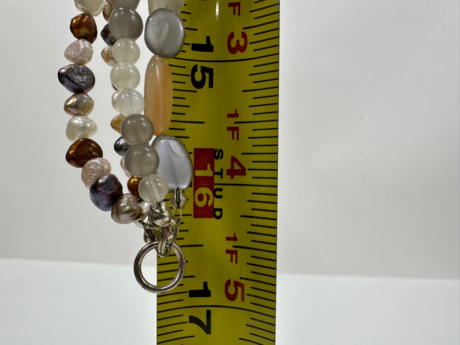 Just Added - Multi-Strand Multi-Stone Pearl 16' Necklace With Sterling Silver Clasp [Photo 5]