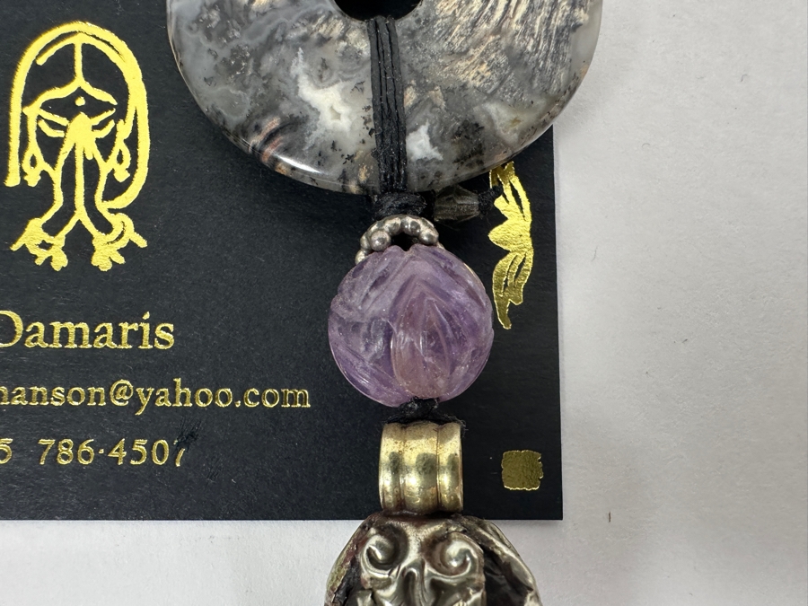 Just Added - Pair Of Handmade Damaris Multi-Stone / Carved Bone Necklaces [Photo 5]