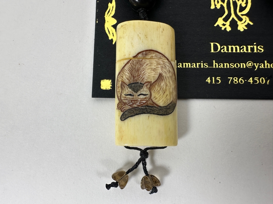 Just Added - Pair Of Handmade Damaris Multi-Stone / Carved Bone Necklaces [Photo 2]