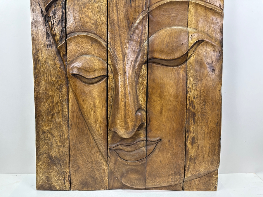 Just Added - Relief Carved Wooden Buddha Wall Plaque 24W X 30H X 2.5D Retails $395 [Photo 3]