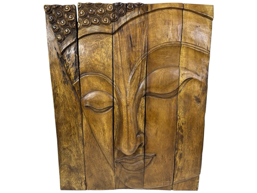 Just Added - Relief Carved Wooden Buddha Wall Plaque 24W X 30H X 2.5D Retails $395
