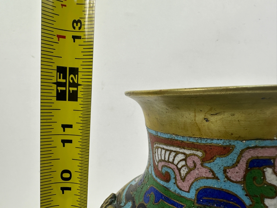 Just Added - Vintage Japanese Cloisonne Vase 12H [Photo 8]