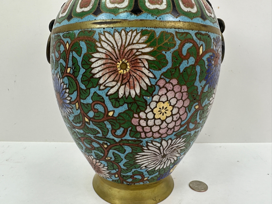 Just Added - Vintage Japanese Cloisonne Vase 12H [Photo 5]