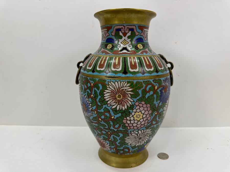 Just Added - Vintage Japanese Cloisonne Vase 12H [Photo 3]