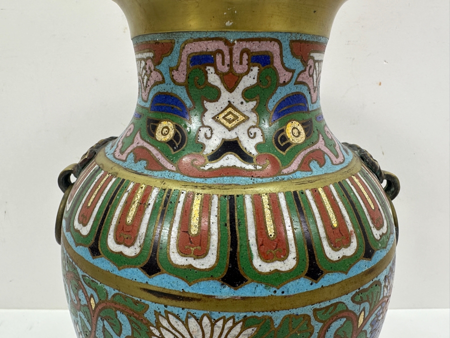 Just Added - Vintage Japanese Cloisonne Vase 12H [Photo 4]