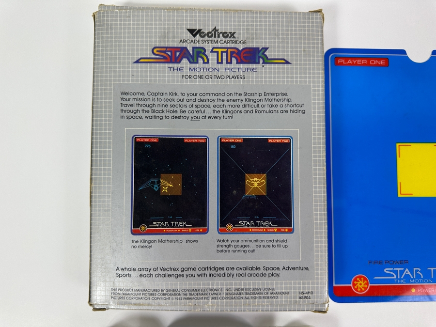 Vintage 1982 Vectrex Star Trek The Motion Picture Arcade System Video Game Cartridge With Original Box, Screen Overlay & Instruction Manual - Vectrex Was The Only Home Market Vector Display-Based Stand Alone Gaming Platform [Photo 6]