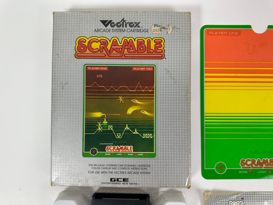 Vintage 1982 Vectrex Scramble Arcade System Video Game Cartridge With Original Box, Screen Overlay & Instruction Manual - Vectrex Was The Only Home Market Vector Display-Based Stand Alone Gaming Platform [Photo 2]