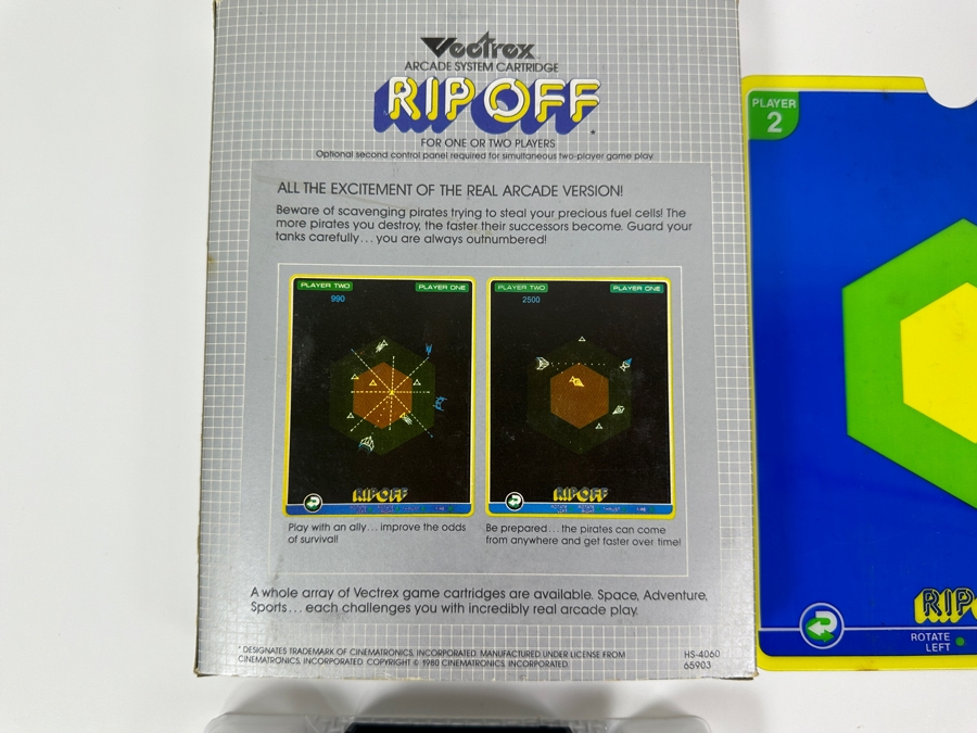 Vintage 1982 Vectrex Rip Off Arcade System Video Game Cartridge With Original Box, Screen Overlay & Instruction Manual - Vectrex Was The Only Home Market Vector Display-Based Stand Alone Gaming Platform [Photo 7]