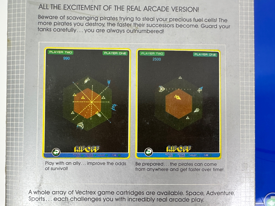 Vintage 1982 Vectrex Rip Off Arcade System Video Game Cartridge With Original Box, Screen Overlay & Instruction Manual - Vectrex Was The Only Home Market Vector Display-Based Stand Alone Gaming Platform [Photo 8]