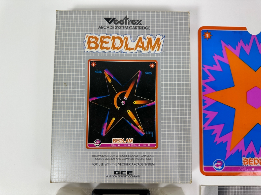Vintage 1983 Vectrex Bedlam Arcade System Video Game Cartridge With Original Box, Screen Overlay & Instruction Manual - Vectrex Was The Only Home Market Vector Display-Based Stand Alone Gaming Platform [Photo 2]