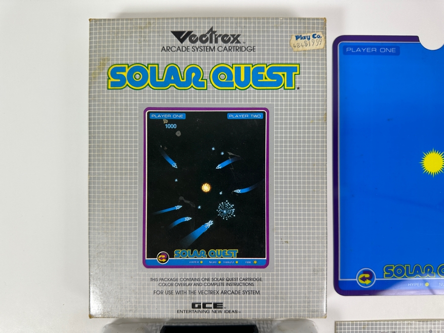 Vintage 1982 Vectrex Solar Quest Arcade System Video Game Cartridge With Original Box, Screen Overlay & Instruction Manual - Vectrex Was The Only Home Market Vector Display-Based Stand Alone Gaming Platform [Photo 2]