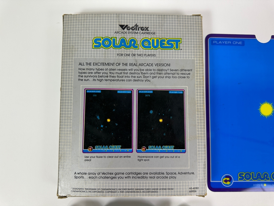 Vintage 1982 Vectrex Solar Quest Arcade System Video Game Cartridge With Original Box, Screen Overlay & Instruction Manual - Vectrex Was The Only Home Market Vector Display-Based Stand Alone Gaming Platform [Photo 6]