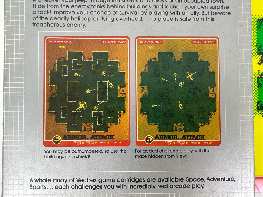 Vintage 1982 Vectrex Armor .. Attack Arcade System Video Game Cartridge With Original Box, Screen Overlay & Instruction Manual - Vectrex Was The Only Home Market Vector Display-Based Stand Alone Gaming Platform [Photo 8]