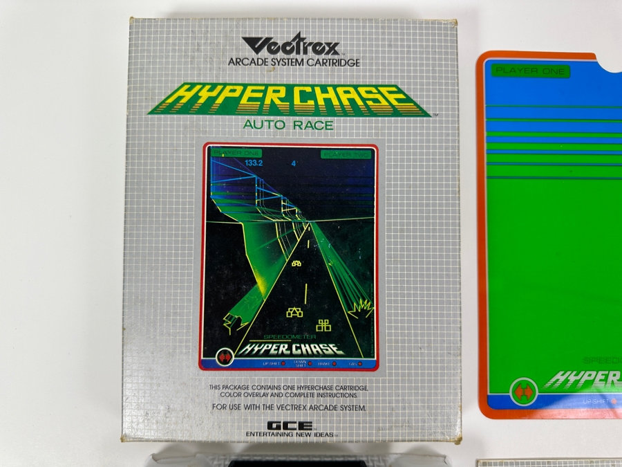 Vintage 1982 Vectrex Hyper Chase Arcade System Video Game Cartridge With Original Box, Screen Overlay & Instruction Manual - Vectrex Was The Only Home Market Vector Display-Based Stand Alone Gaming Platform [Photo 2]