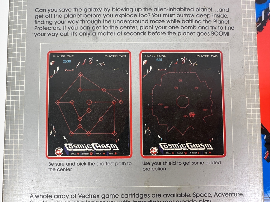 Vintage 1982 Vectrex Cosmic Chasm Arcade System Video Game Cartridge With Original Box, Screen Overlay & Instruction Manual - Vectrex Was The Only Home Market Vector Display-Based Stand Alone Gaming Platform [Photo 8]