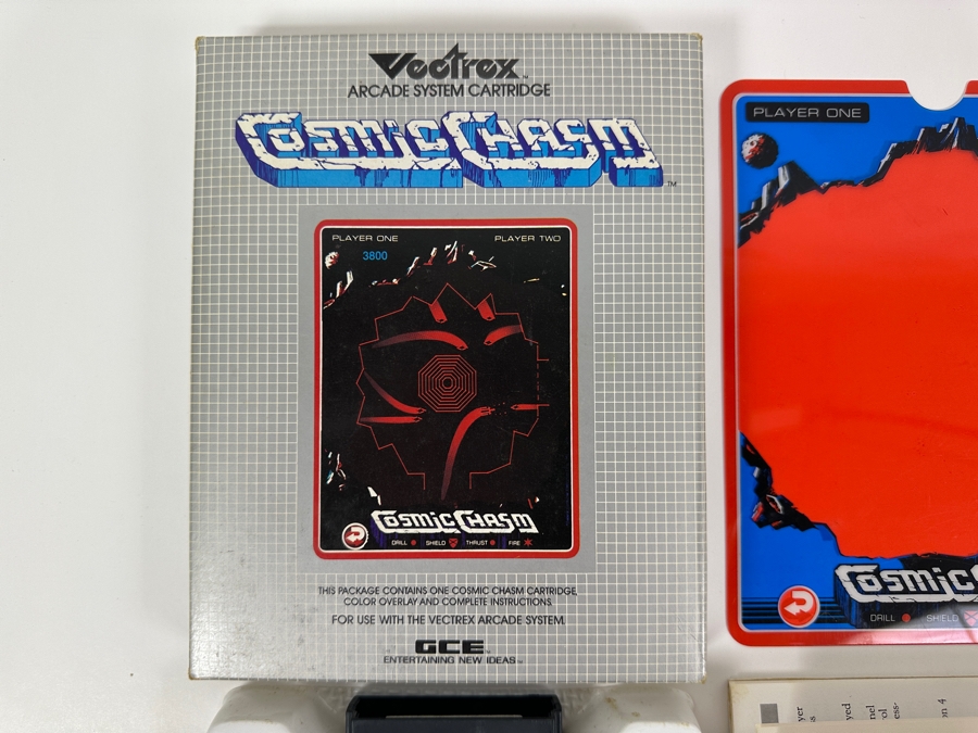 Vintage 1982 Vectrex Cosmic Chasm Arcade System Video Game Cartridge With Original Box, Screen Overlay & Instruction Manual - Vectrex Was The Only Home Market Vector Display-Based Stand Alone Gaming Platform [Photo 2]
