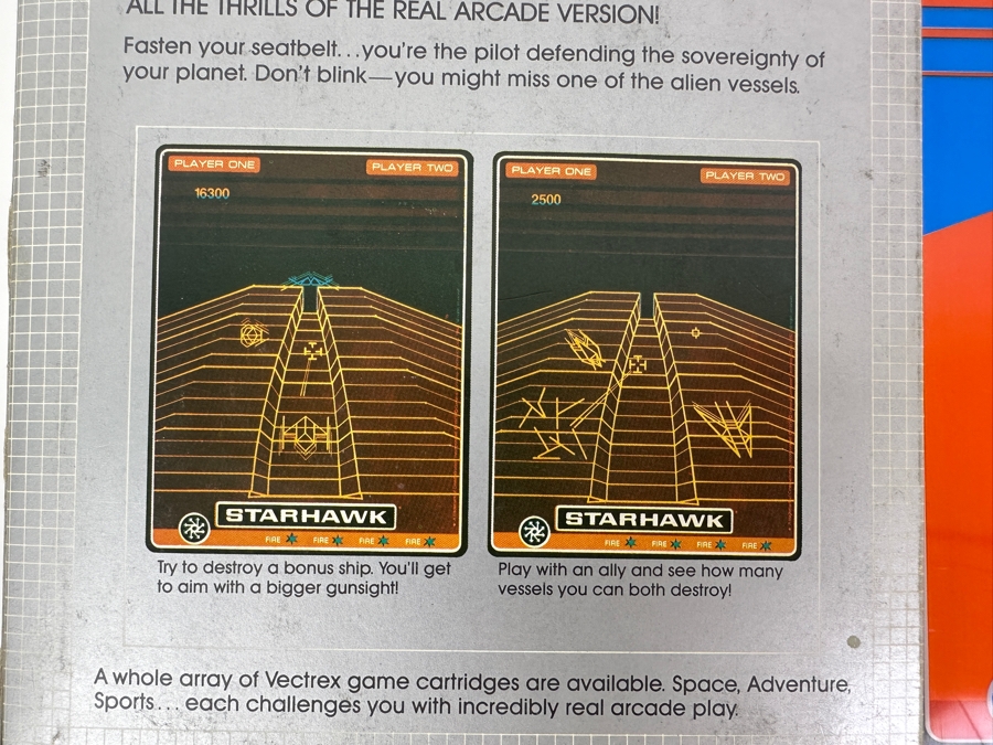 Vintage 1982 Vectrex Starhawk Arcade System Video Game Cartridge With Original Box, Screen Overlay & Instruction Manual - Vectrex Was The Only Home Market Vector Display-Based Stand Alone Gaming Platform [Photo 8]