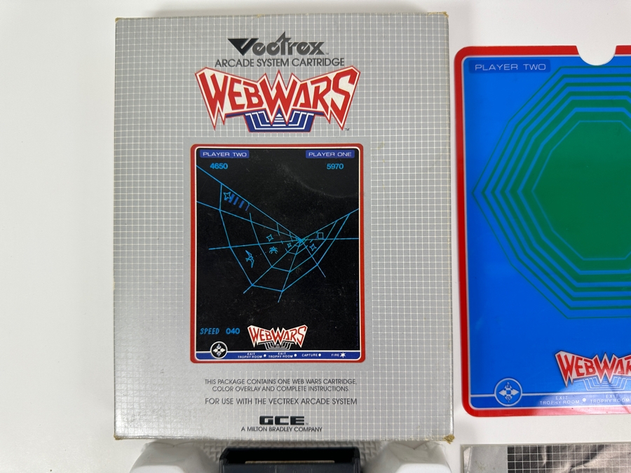 Vintage 1983 Vectrex Web Wars Arcade System Video Game Cartridge With Original Box, Screen Overlay & Instruction Manual - Vectrex Was The Only Home Market Vector Display-Based Stand Alone Gaming Platform [Photo 2]
