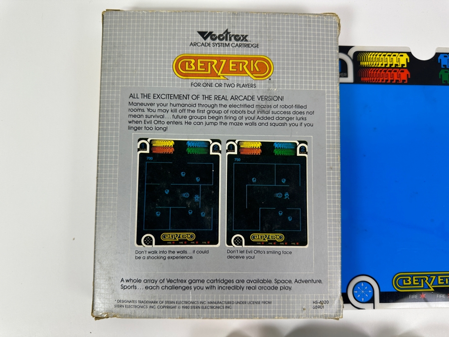Vintage 1982 Vectrex Berzerk Arcade System Video Game Cartridge With Original Box, Screen Overlay & Instruction Manual - Vectrex Was The Only Home Market Vector Display-Based Stand Alone Gaming Platform [Photo 6]