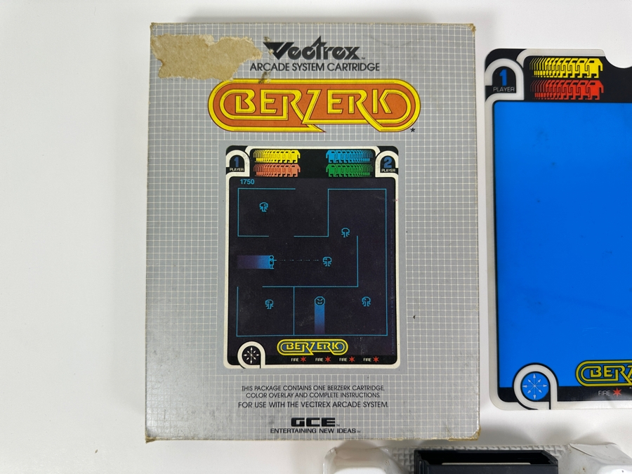 Vintage 1982 Vectrex Berzerk Arcade System Video Game Cartridge With Original Box, Screen Overlay & Instruction Manual - Vectrex Was The Only Home Market Vector Display-Based Stand Alone Gaming Platform [Photo 2]