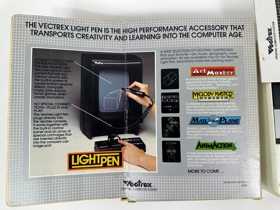 Vintage 1982 Vectrex Art Master Arcade System Video Game Cartridge With Light Pen, Original Box, Screen Overlay & Instruction Manual - Vectrex Was The Only Home Market Vector Display-Based Stand Alone Gaming Platform [Photo 4]