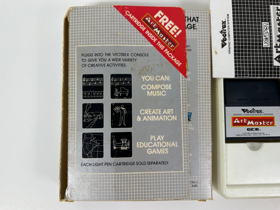 Vintage 1982 Vectrex Art Master Arcade System Video Game Cartridge With Light Pen, Original Box, Screen Overlay & Instruction Manual - Vectrex Was The Only Home Market Vector Display-Based Stand Alone Gaming Platform [Photo 3]