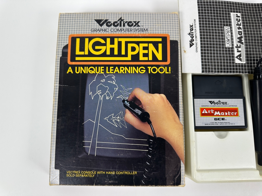 Vintage 1982 Vectrex Art Master Arcade System Video Game Cartridge With Light Pen, Original Box, Screen Overlay & Instruction Manual - Vectrex Was The Only Home Market Vector Display-Based Stand Alone Gaming Platform [Photo 2]