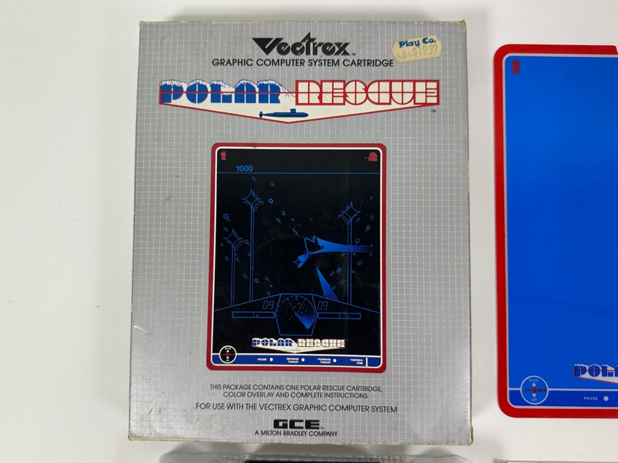 Vintage 1983 Vectrex Polar Rescue Arcade System Video Game Cartridge With Original Box, Screen Overlay & Instruction Manual - Vectrex Was The Only Home Market Vector Display-Based Stand Alone Gaming Platform	 [Photo 2]