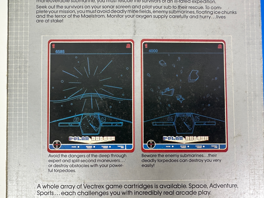 Vintage 1983 Vectrex Polar Rescue Arcade System Video Game Cartridge With Original Box, Screen Overlay & Instruction Manual - Vectrex Was The Only Home Market Vector Display-Based Stand Alone Gaming Platform	 [Photo 8]