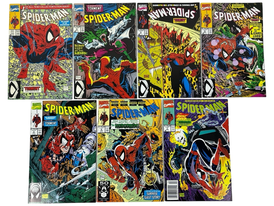(7) Vintage 1990 Marvel Comics Spider-Man Comic Books #1 - #7 Todd McFarlane