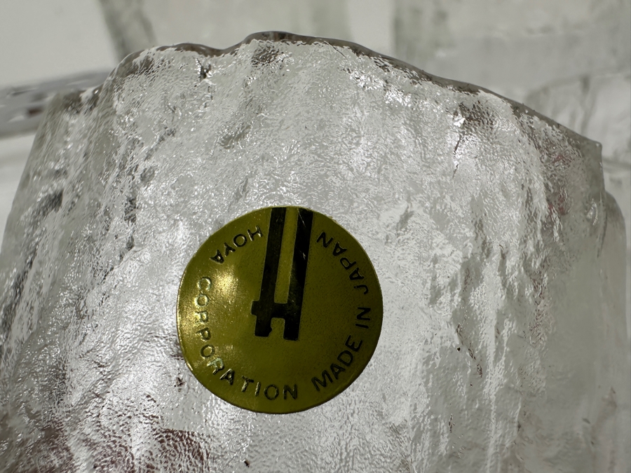 Vintage Glacier Textured Glass Ice Bucket With Four Old Fashioned Icicle Tumblers Glasses Made In Japan By The Hoya Corporation [Photo 5]
