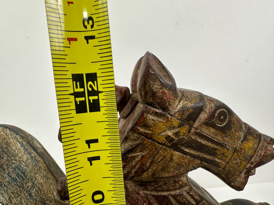 Carved Wooden Pegasus Horse Sculpture 12.5H [Photo 7]
