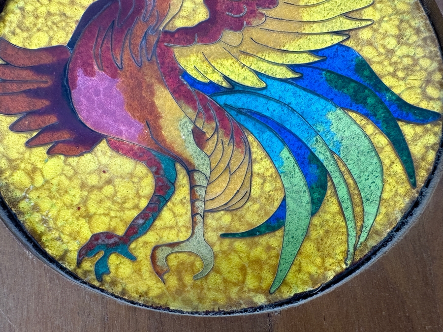 Vintage Cloisonne Rooster Wall Plaque 7W X 7.5H [Photo 3]