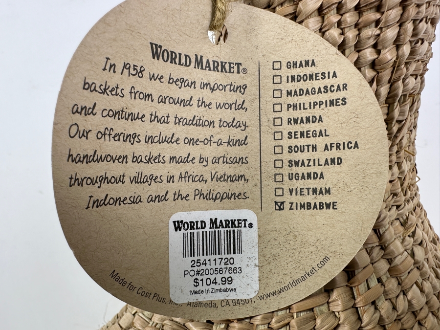 Handmade Woven Basket From Zimbabwe 22'H Retails $104 [Photo 4]