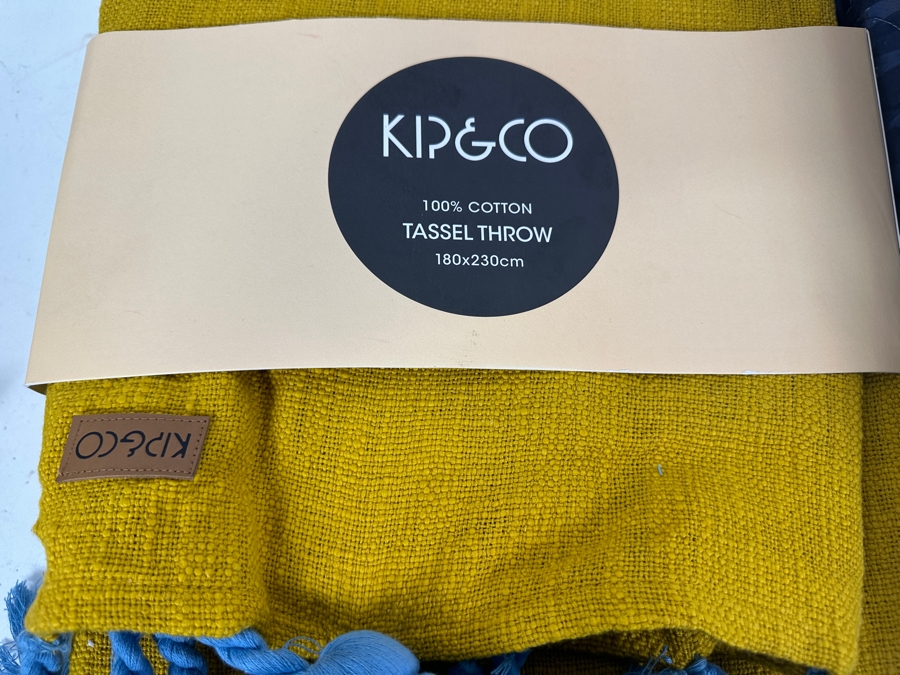 New Justina Blakeney Boogie Blue and White Full/Queen Quilt with Kip&Co 100% Cotton Yellow and Blue Tassel Throw 180cm x 230cm [Photo 5]