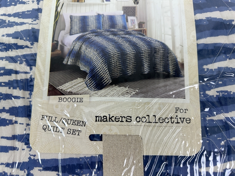 New Justina Blakeney Boogie Blue and White Full/Queen Quilt with Kip&Co 100% Cotton Yellow and Blue Tassel Throw 180cm x 230cm [Photo 3]