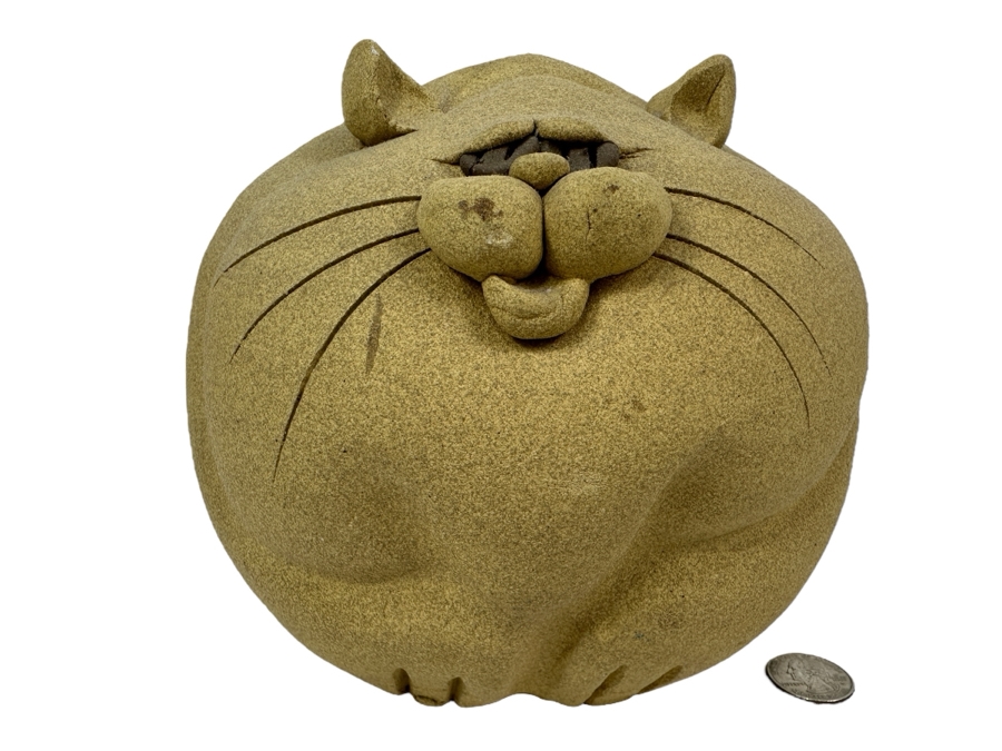 Art Pottery Fat Cat Piggy Bank 7'H