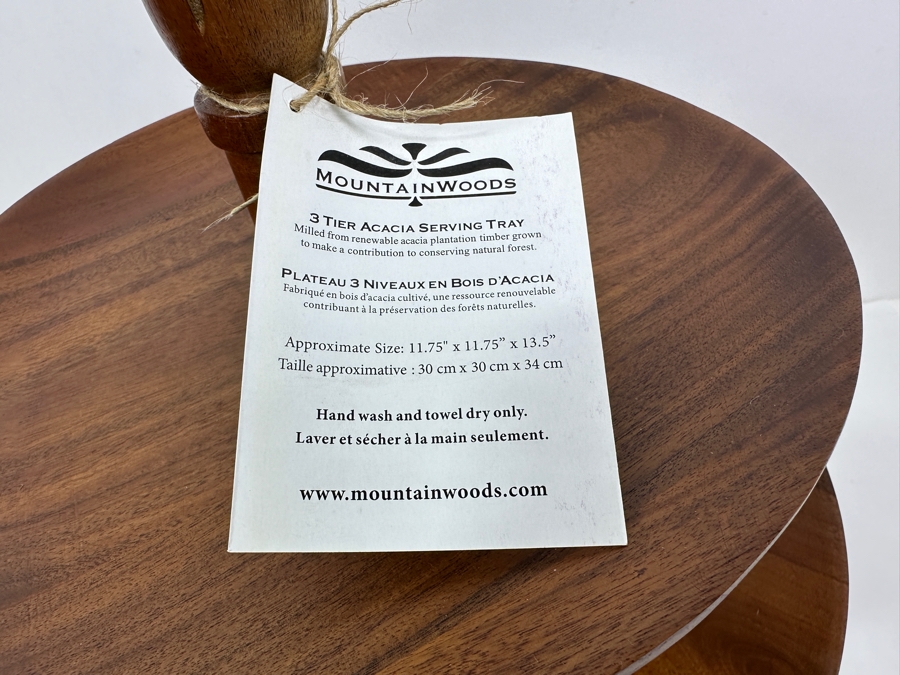 New Mountain Woods 3-Tier Acacia Serving Tray 14H [Photo 4]