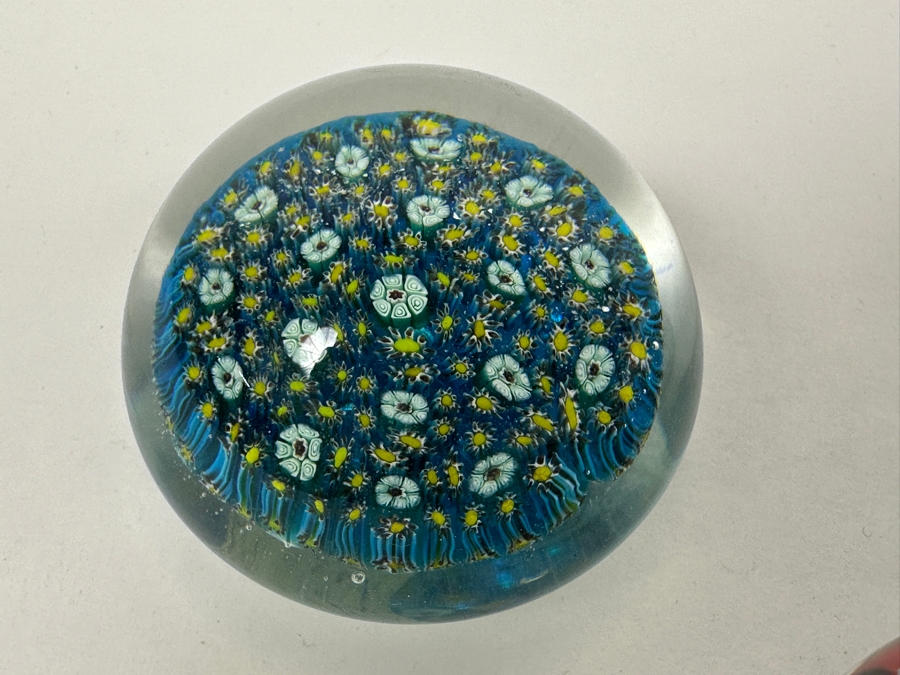 (3) Murano Italy Millefiori Art Glass Paperweights [Photo 4]
