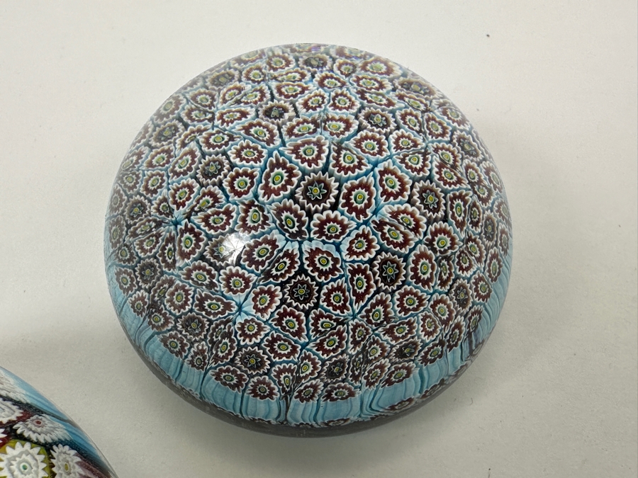 (3) Murano Italy Millefiori Art Glass Paperweights [Photo 3]