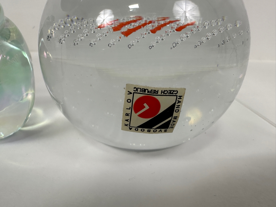 (5) Art Glass Paperweights Including Two Svoboda Czech Republic Karlov Paperweights [Photo 3]