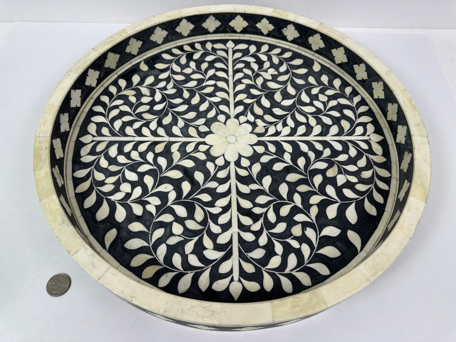 Round Bone Inlay Serving Tray 18'W [Photo 2]
